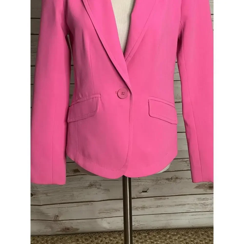 Trina Turk pink Legally Blonde Barbie office siren single-breasted blazer Size 4 - Picture 3 of 10